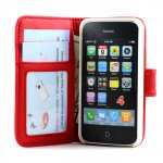 Wholesale iPhone 4S / 4 Simple Flip Leather Wallet Case (Red)